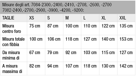 Misure degli art. 7084 2300, 2400, 2410, 2708, 2600, 2700 7082 2400, 2700, 2900, 3900, 4200, 9200:,TAGLIE,XS,S,M,L,XL...