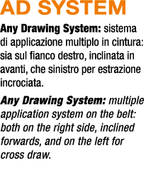 AD SYSTEM Any Drawing System: sistema di applicazione multiplo in cintura: sia sul fianco destro, inclinata in avanti...