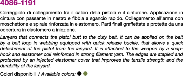 4086 1191 Correggiolo di collegamento tra il calcio della pistola e il cinturone. Applicazione in cintura con passant...