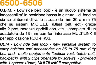 6500 6506 U.B.M. Low ride belt loop  un nuovo sistema di indossabilita’ in posizione bassa in cintura di fondine sia...