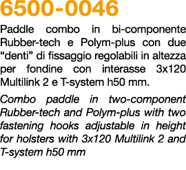6500 0046 Paddle combo in bi componente Rubber tech e Polym plus con due “denti” di fissaggio regolabili in altezza p...