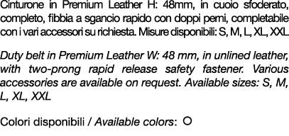 Cinturone in Premium Leather H: 48mm, in cuoio sfoderato, completo, fibbia a sgancio rapido con doppi perni, completa...