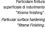 Particolare finitura superficiale di indurimento “Xtreme finishing”. Particular surface hardening “Xtreme Finishing.