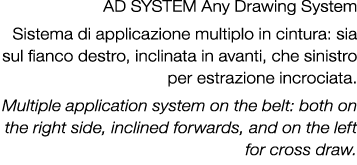 AD SYSTEM Any Drawing System Sistema di applicazione multiplo in cintura: sia sul fianco destro, inclinata in avanti,...