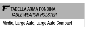 ￼ Tabella arma fondina Table weapon holster,Medio, Large Auto, Large Auto Compact