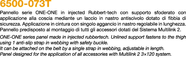 6500 073T Pannello serie ONE ONE in injected Rubbert tech con supporto sfoderato con applicazione alla coscia mediant...
