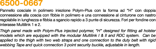 6500 0667 Pannello cosciale in polimero iniezione Polym Plus con la forma ad “H” con doppia connessione alla coscia c...