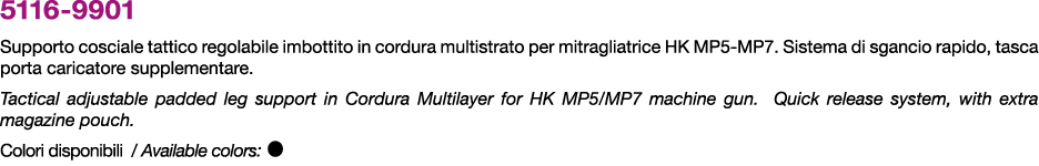 5116 9901 Supporto cosciale tattico regolabile imbottito in cordura multistrato per mitragliatrice HK MP5 MP7. Sistem...