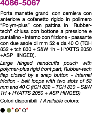 4086 5067 Porta manette grandi con cerniera con anteriore a cofanetto rigido in polimero “Polym plus” con pattina in ...